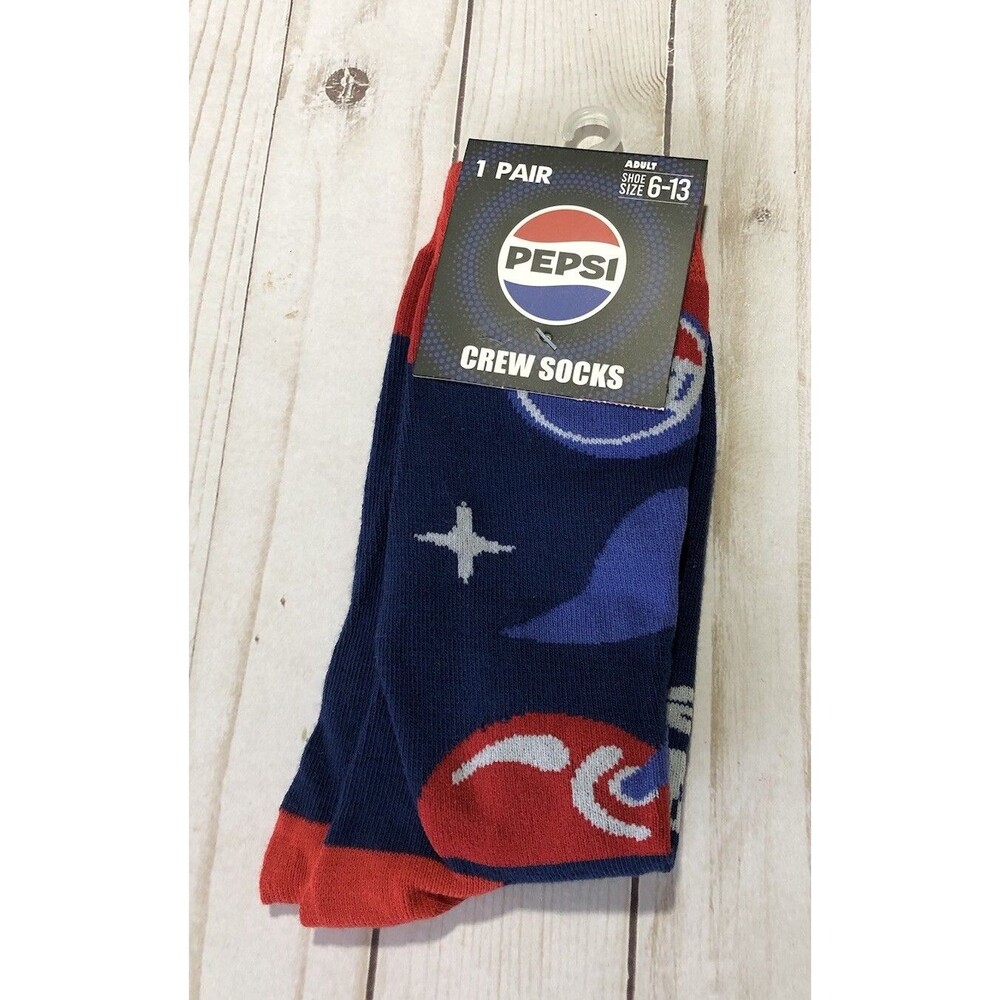 Pepsi Cola Soda Pop Logo Funky Crew Socks Sz 6-13 Adult Pair Crazy Universe NEW